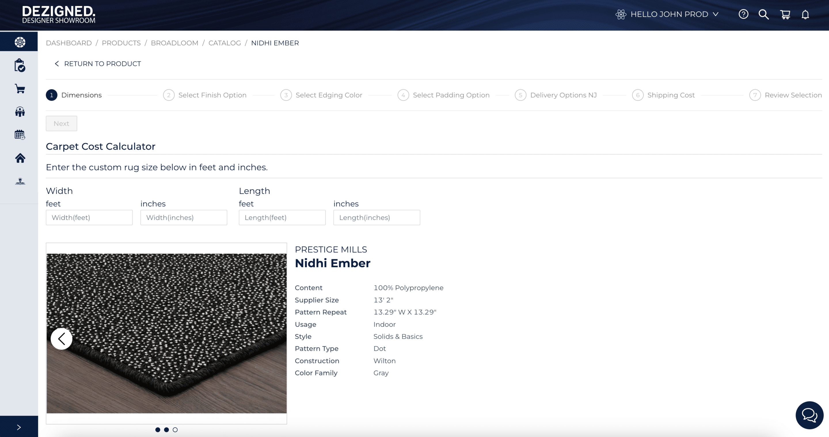 dezigned - Create a custom fit area rug from broadloom